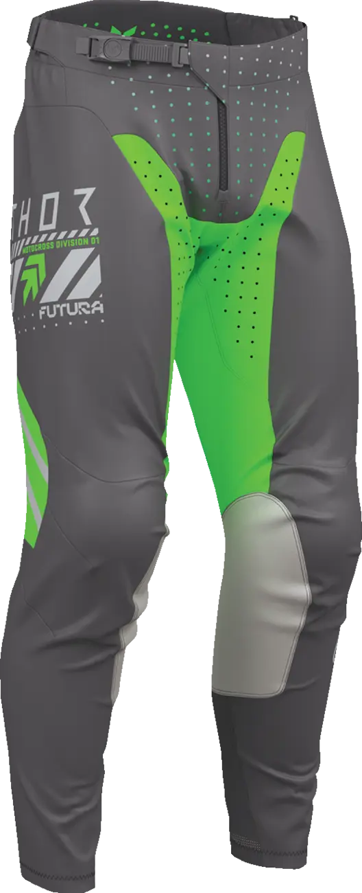 Thor Launchmode Futura Pants - Light Gray/Fluorescent Green/Charcoal Gray