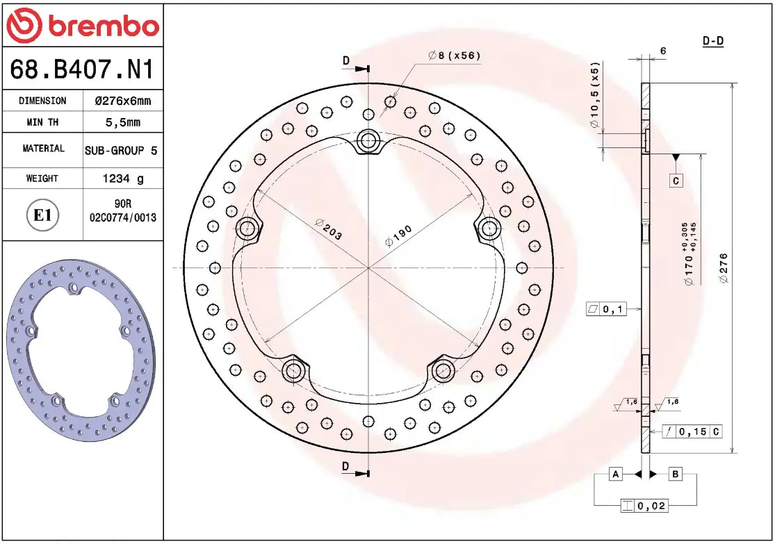Brembo Serie Oro Prime Line Fixed Brake Rotor - Rear