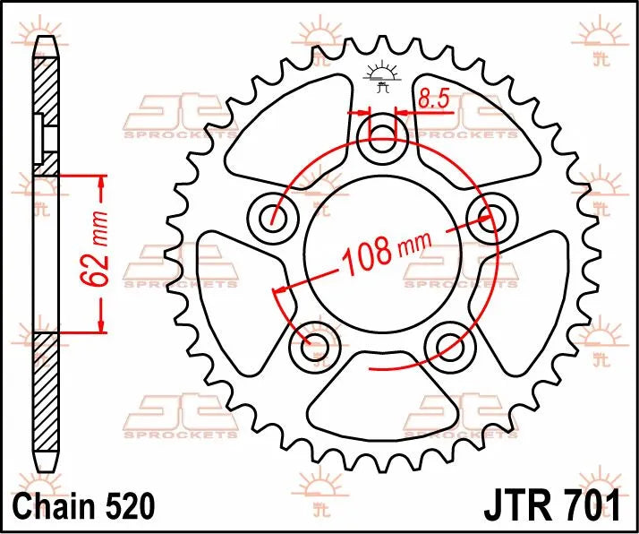 Jt Sprockets Steel Rear Sprocket 520-43t