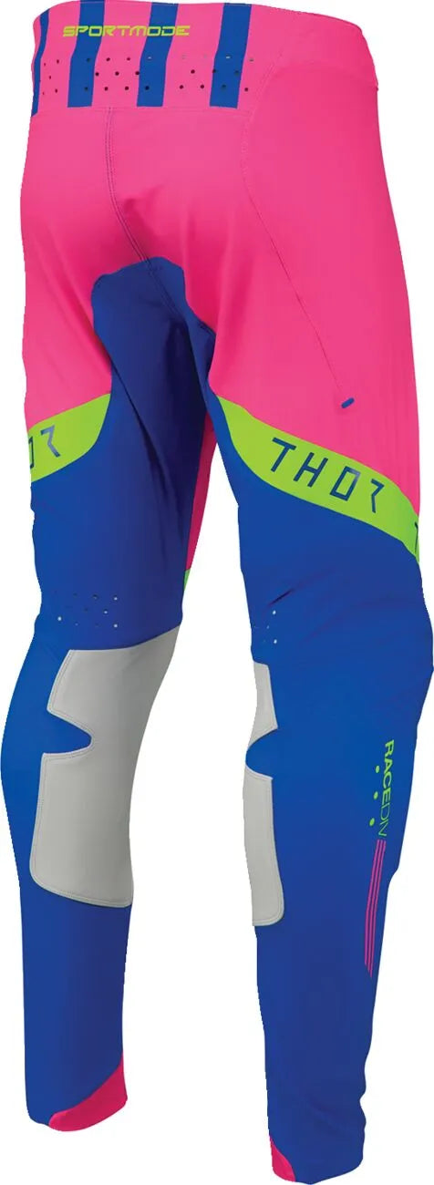 Thor Sportmode Flite Pants - Blue/Fluorescent Pink/Fluorescent Yellow