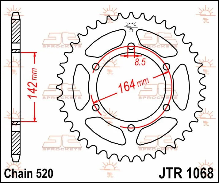 Jt Sprockets Steel Rear Sprocket - 520, 46t