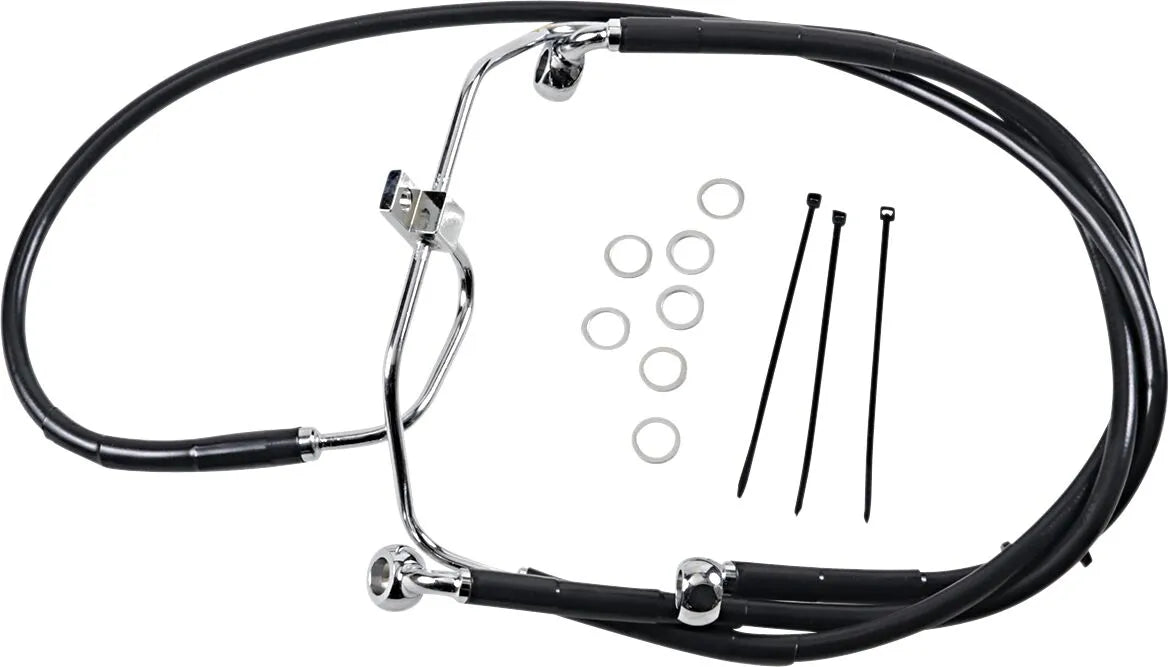 Drag Specialties Extended Black Vinyl Bremse Slange Kit