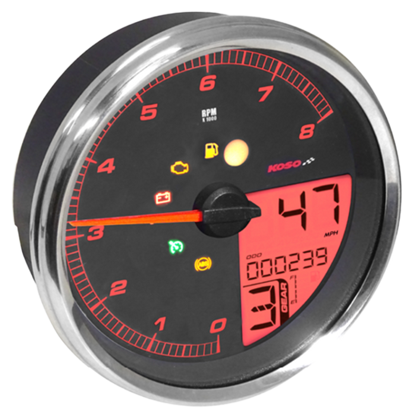 Koso HD-05 Fat Bob Style Gauge for Softail and Road King – Gauges & Dashes