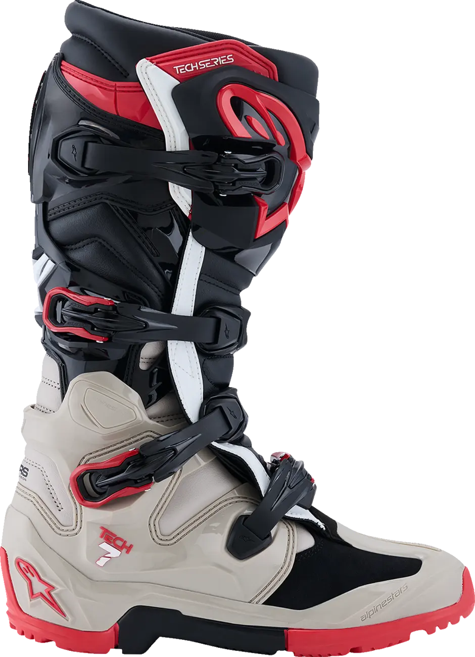 Alpinestars Tech 7 Enduro Boots Black Light Gray Bright Red
