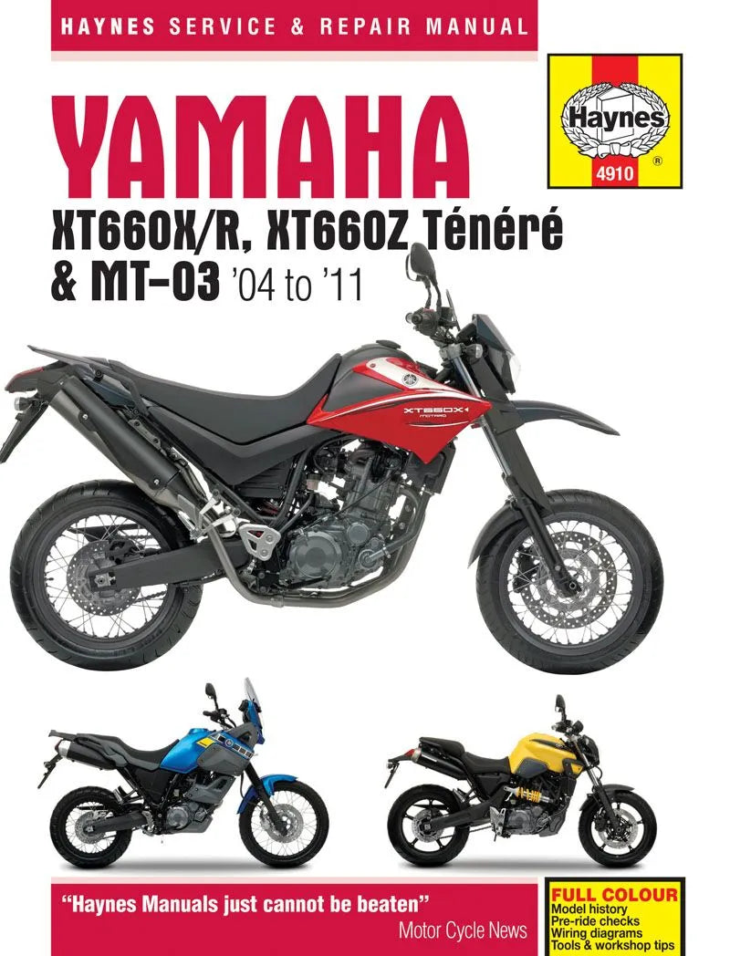 Haynes Service Manual for Yamaha XT660 MT-03 2004-Later