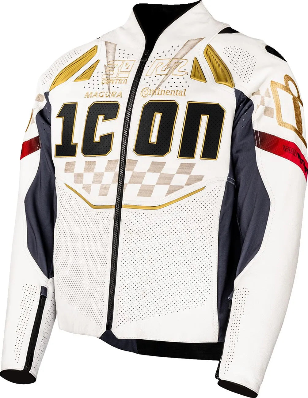 Icon Contra3™ Rizz Leather Motorcycle Jacket - Black/Red/Tan/White/Yellow