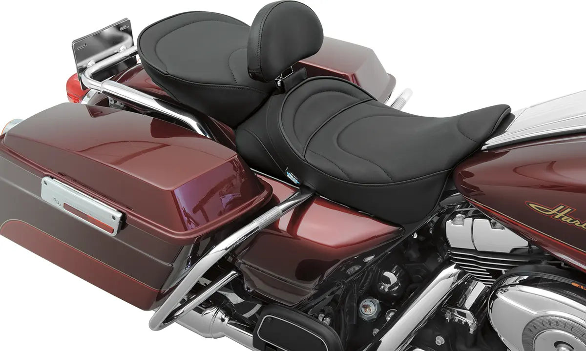 Drag Specialties Pillion Pad - Black Leather - For Harley Davidson