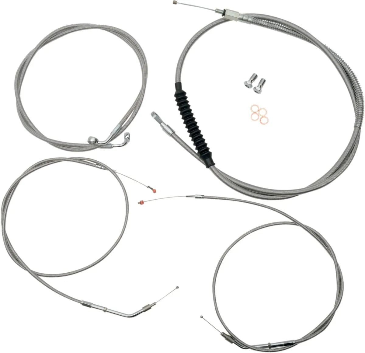 La Choppers Stainless Braided Handlebar Cable Kit 12-14"