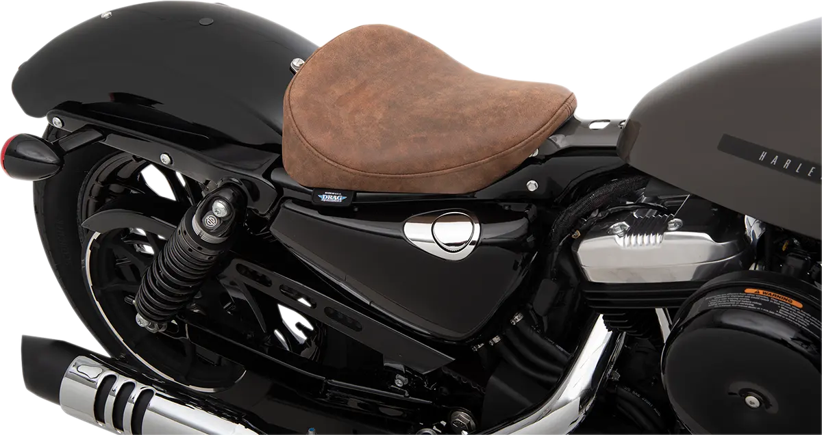 Drag Specialties Bobber Solo Seat - Brown Leather - For Harley Davidson