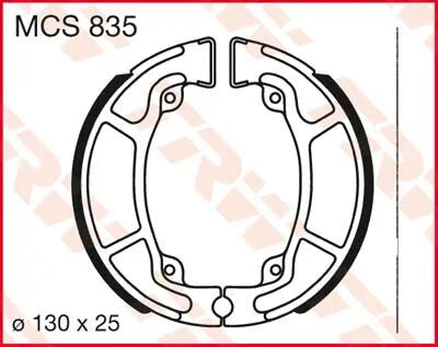 Trw Mcs835 Organic Brake Shoes - 130mm Diameter - Rear
