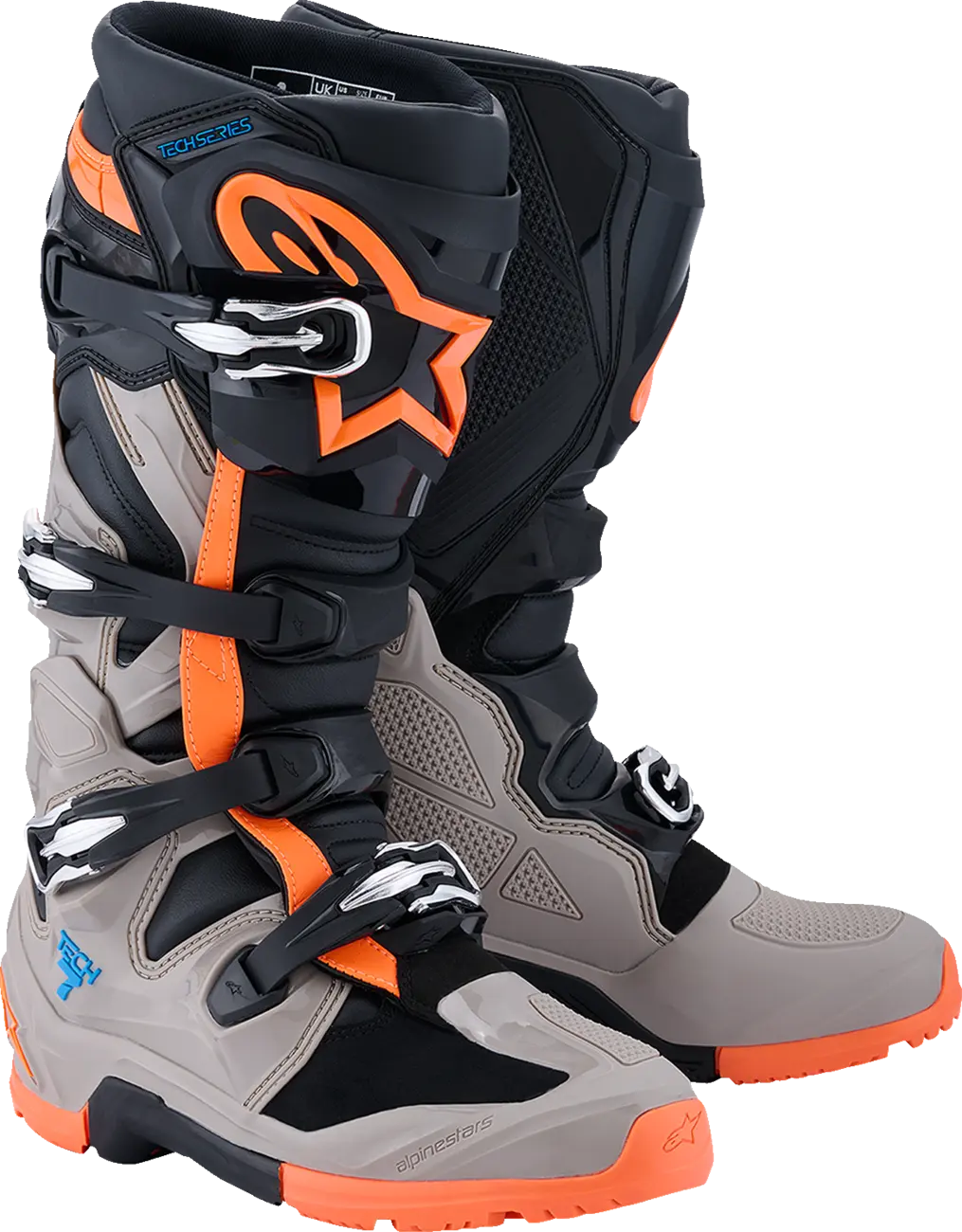 Alpinestars Tech 7 Enduro Boots Black Warm Gray Orange Fluo