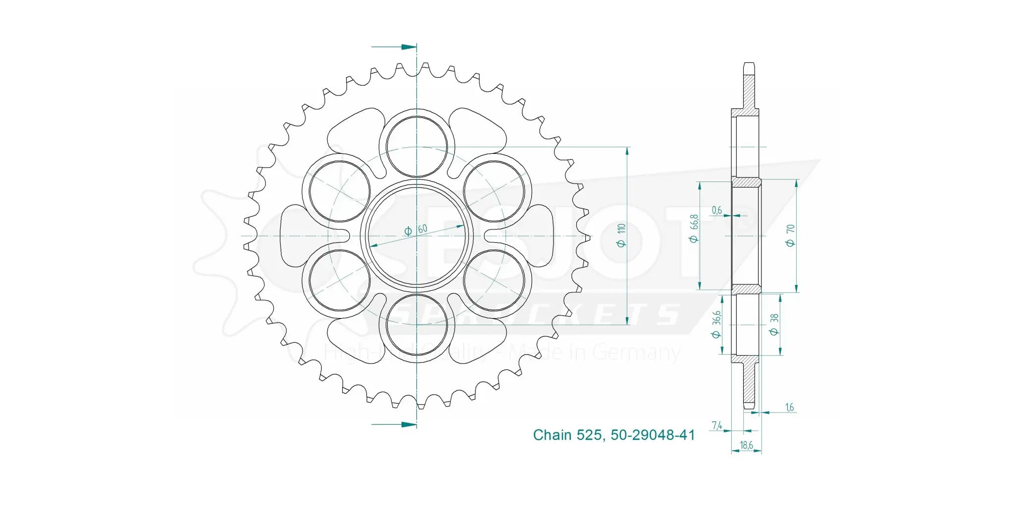Esjot 525 Sprocket - Rear - Steel