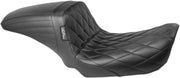 Le Pera Kickflip Seat - Black Vinyl, Diamond Stitch - For Harley Davidson