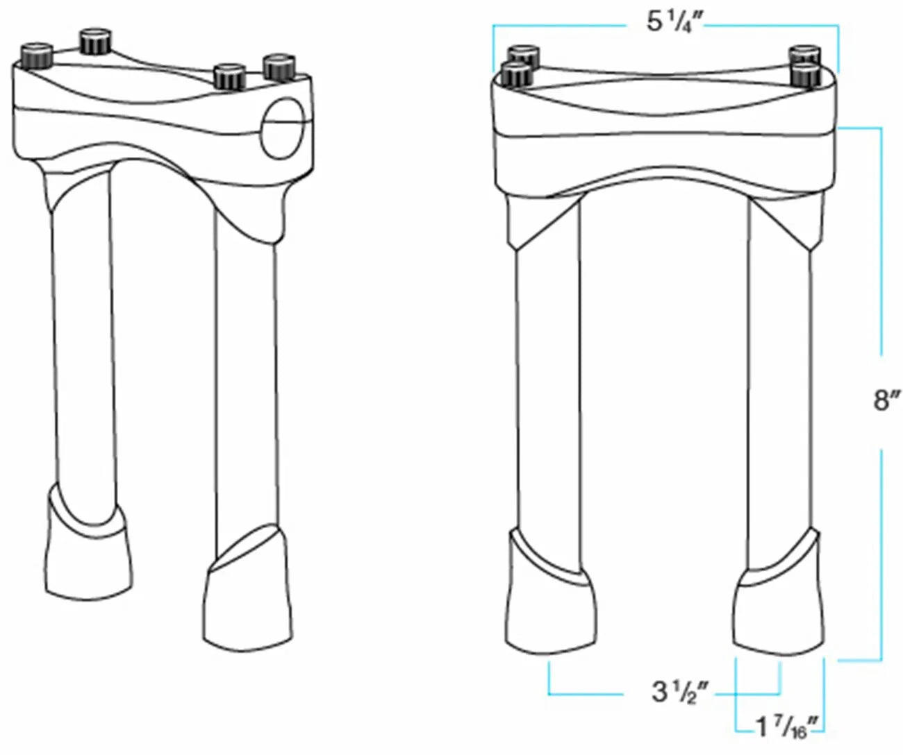 Biltwell Murdock Handlebar Risers - 8" Rise