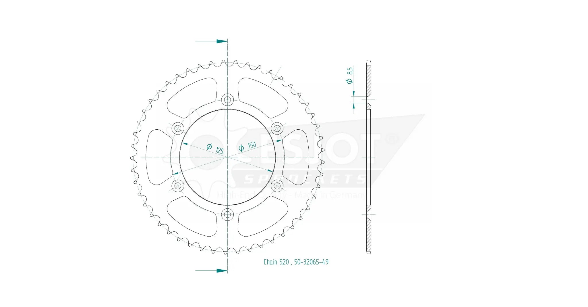 Esjot 520 Steel Rear Sprocket