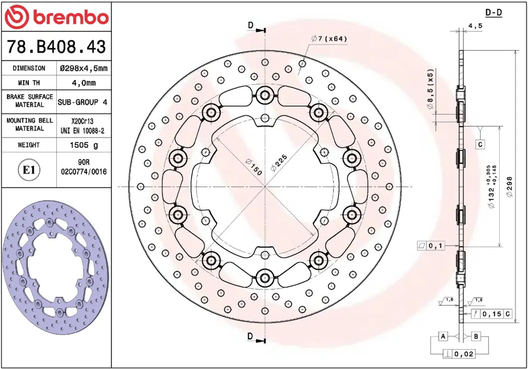 Brembo Serie Oro Prime Line Floating Brake Rotor