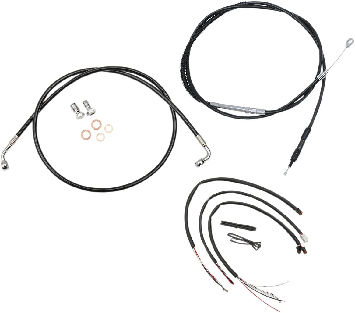 La Choppers Black Vinyl Braided Handlebar Cable/Brake Kit 12"-14"