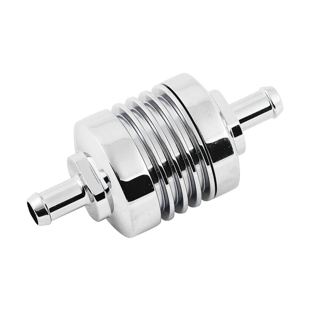 MCS Fuel filter ribbed for 5/16" fuel hose - Chrome