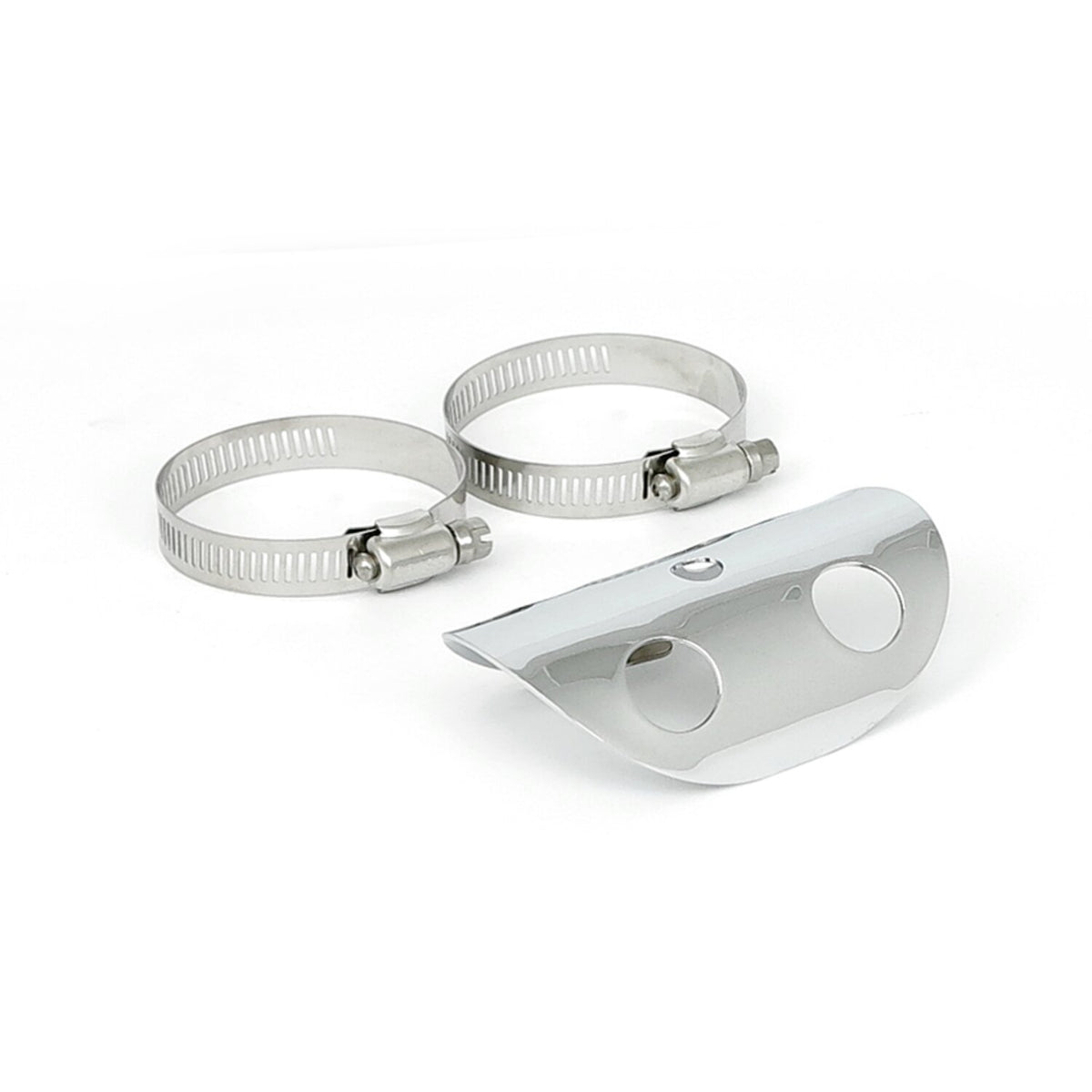 MCS Universal bullet hole heat shield 4" long chrome