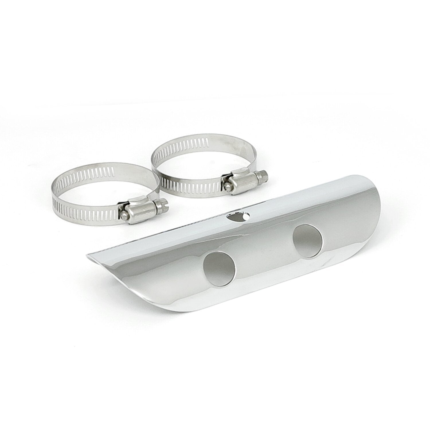 MCS Universal bullet hole heat shield 7" long chrome