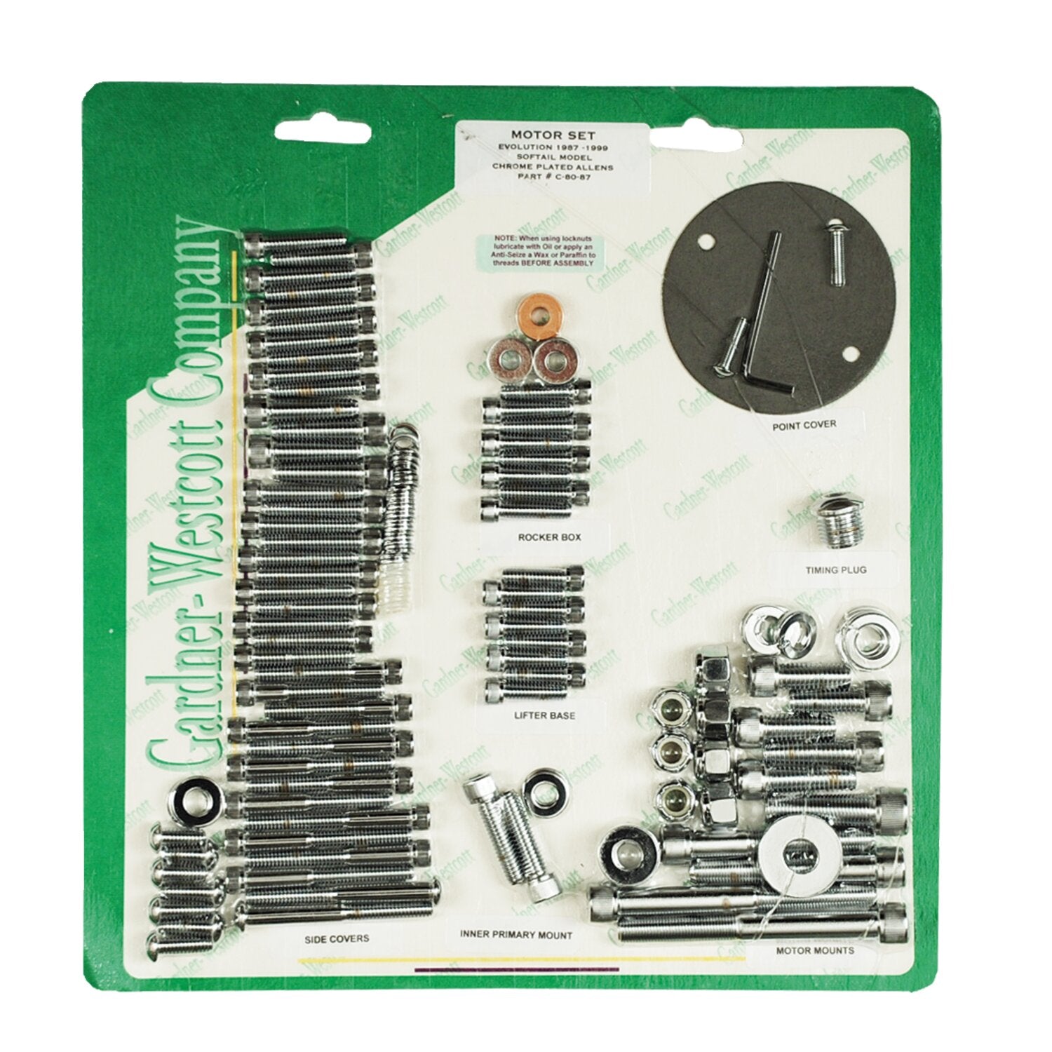 Gardner-Westcott Motor screw sets chrome allen