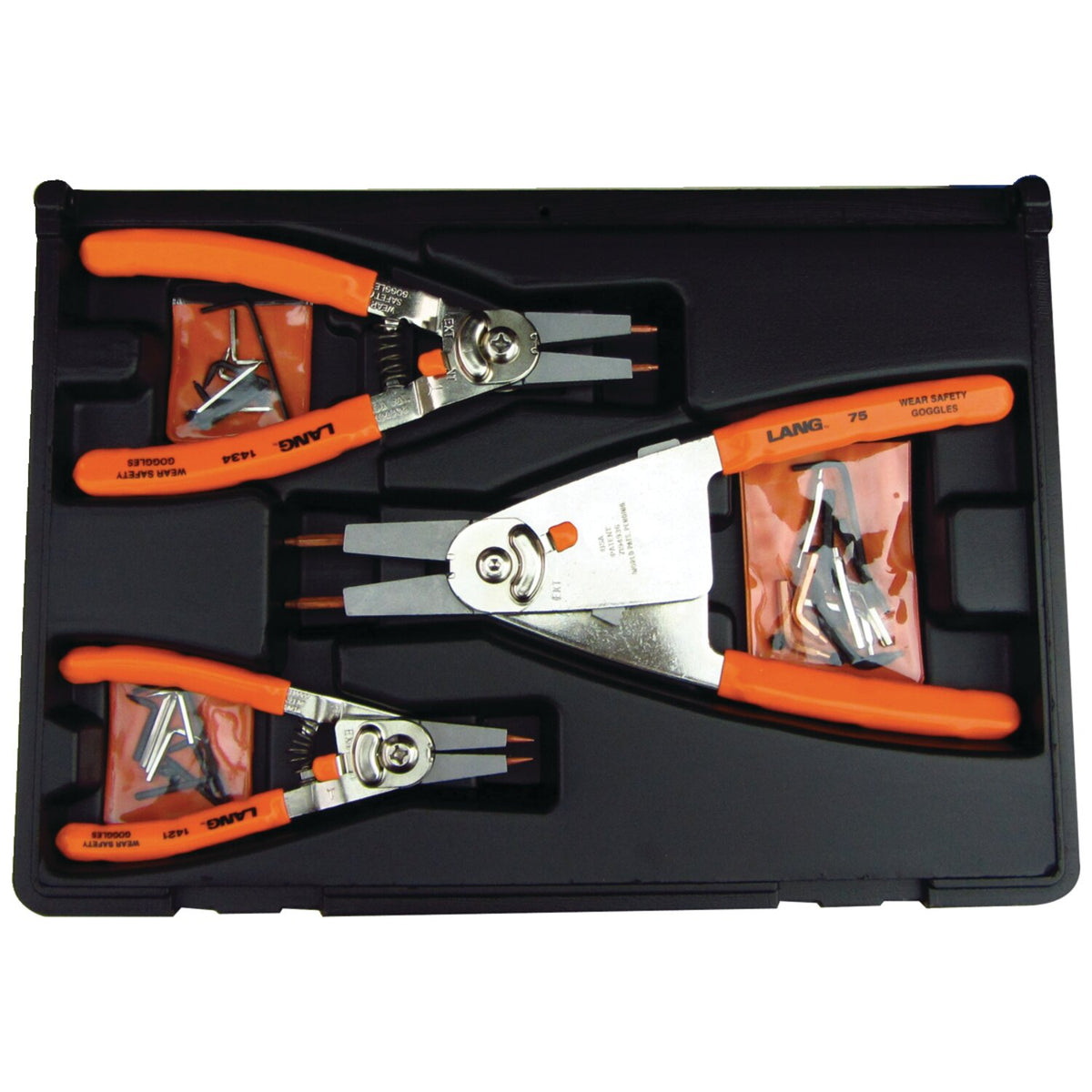 Lang Tools 'quick switch' retaining ring pliers - 3-pc set
