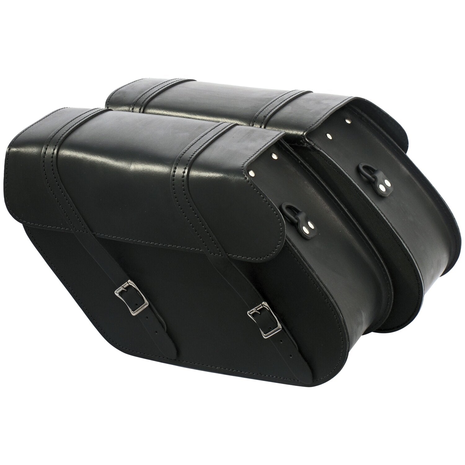 MCS reinforced rigid leather saddlebag set - 17 liter