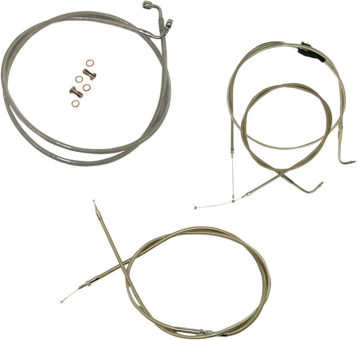 LA CHOPPERS Standard Braided Cable Kit for Ape Hanger Handlebars
