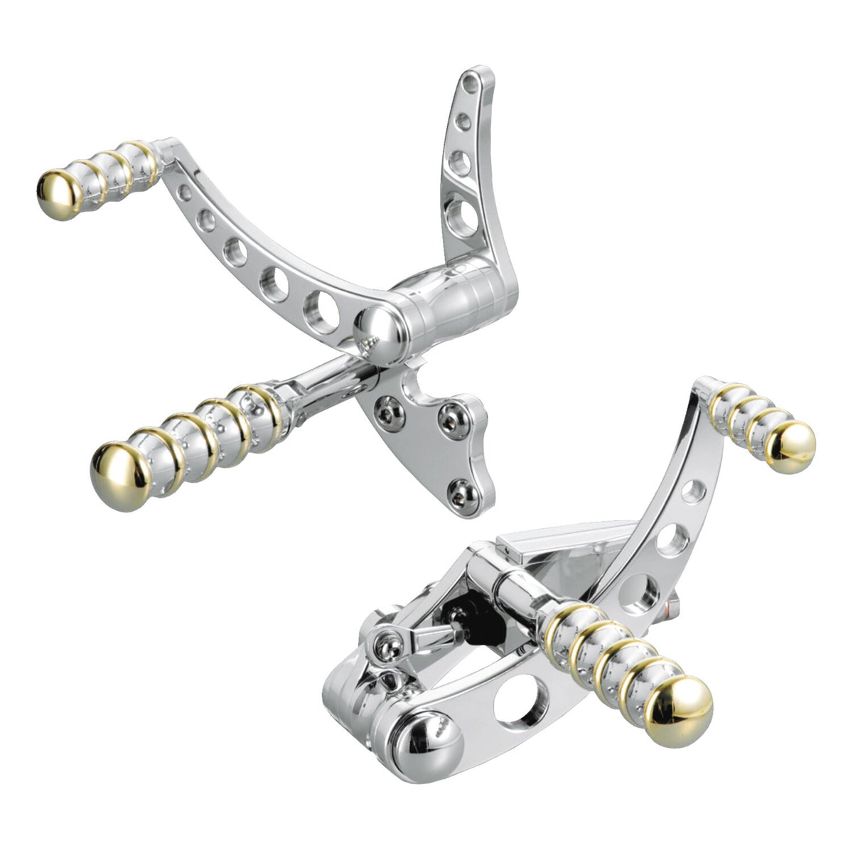 Kustom Tech K-Tech Vintage Style forward controls - Polished & brass