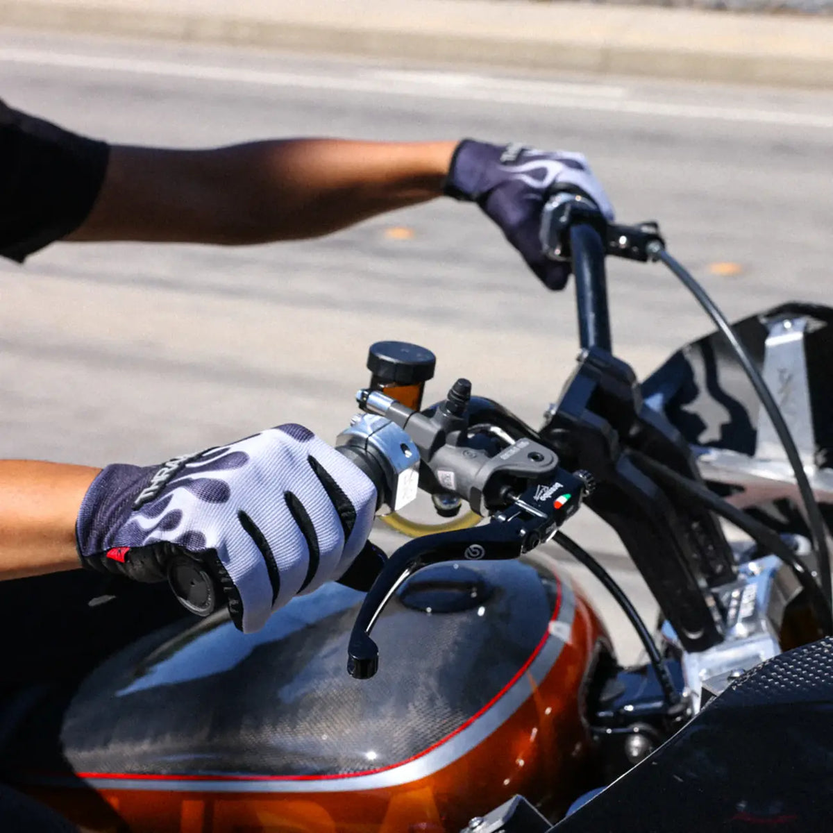 Thrashin Supply Co - Stealth Flame Leather Palm Gloves Gray
