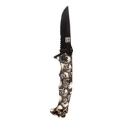 Army Surplus Knife skull & clip black ivory