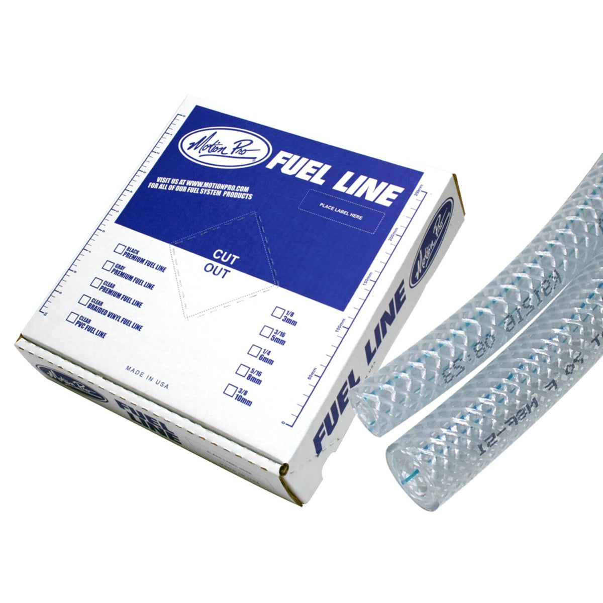 Motion Pro fuel line braided vinyl - Clear - 3/8"