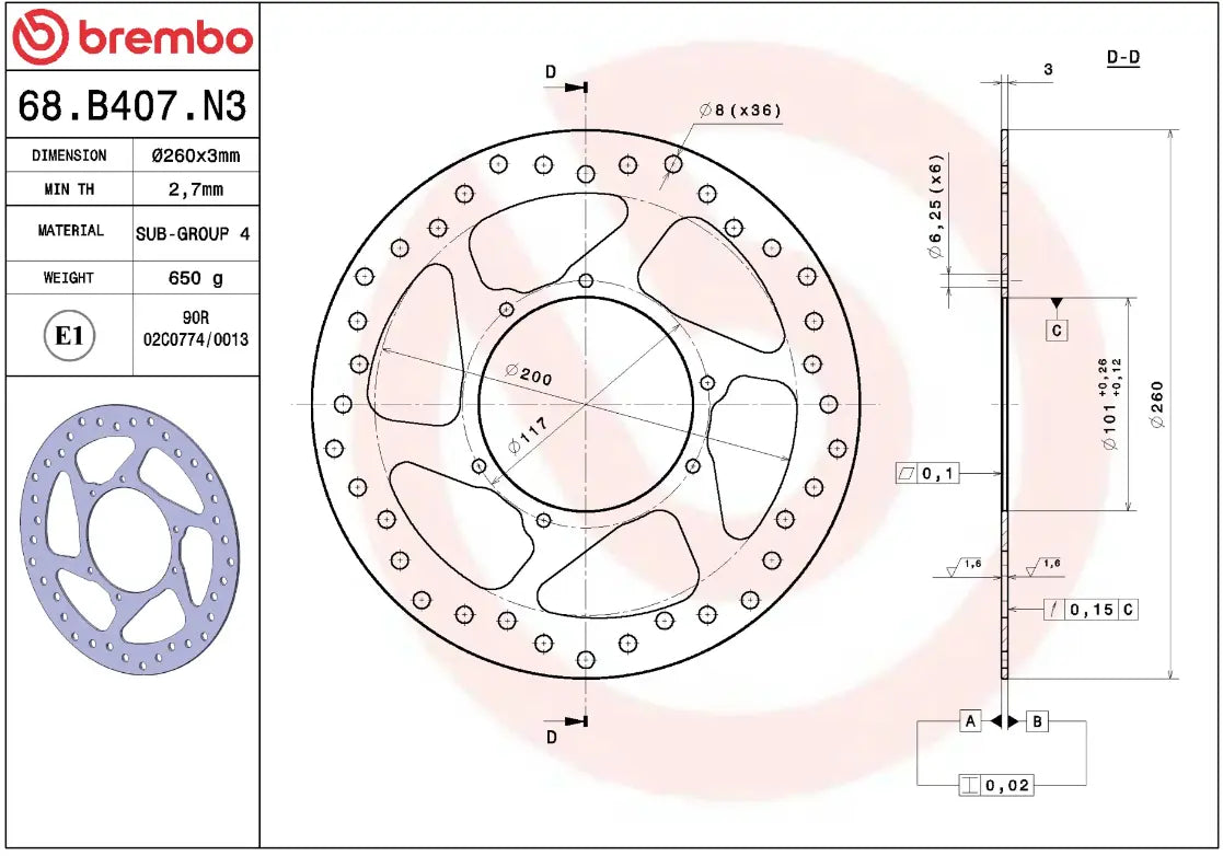 Brembo Serie Oro Prime Line Fixed Brake Rotor