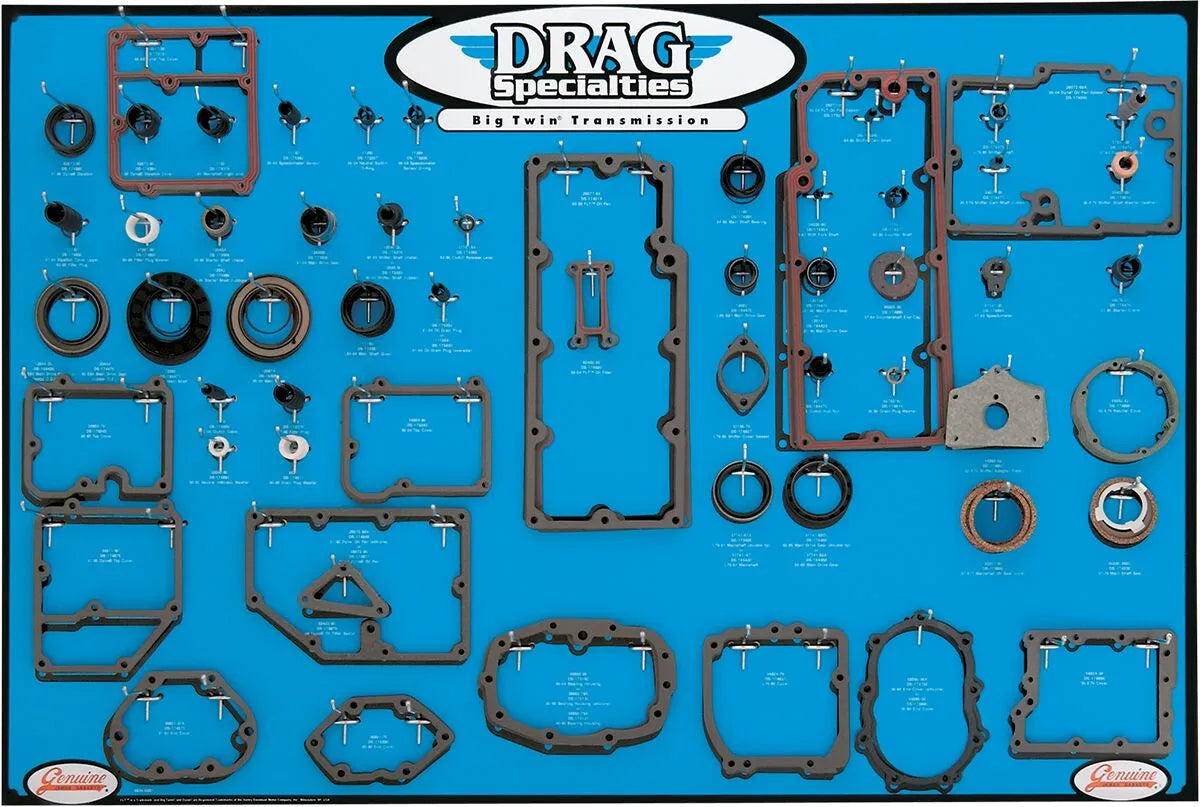 Drag Specialties Gasket & Seal Display for Big Twin Transmissions