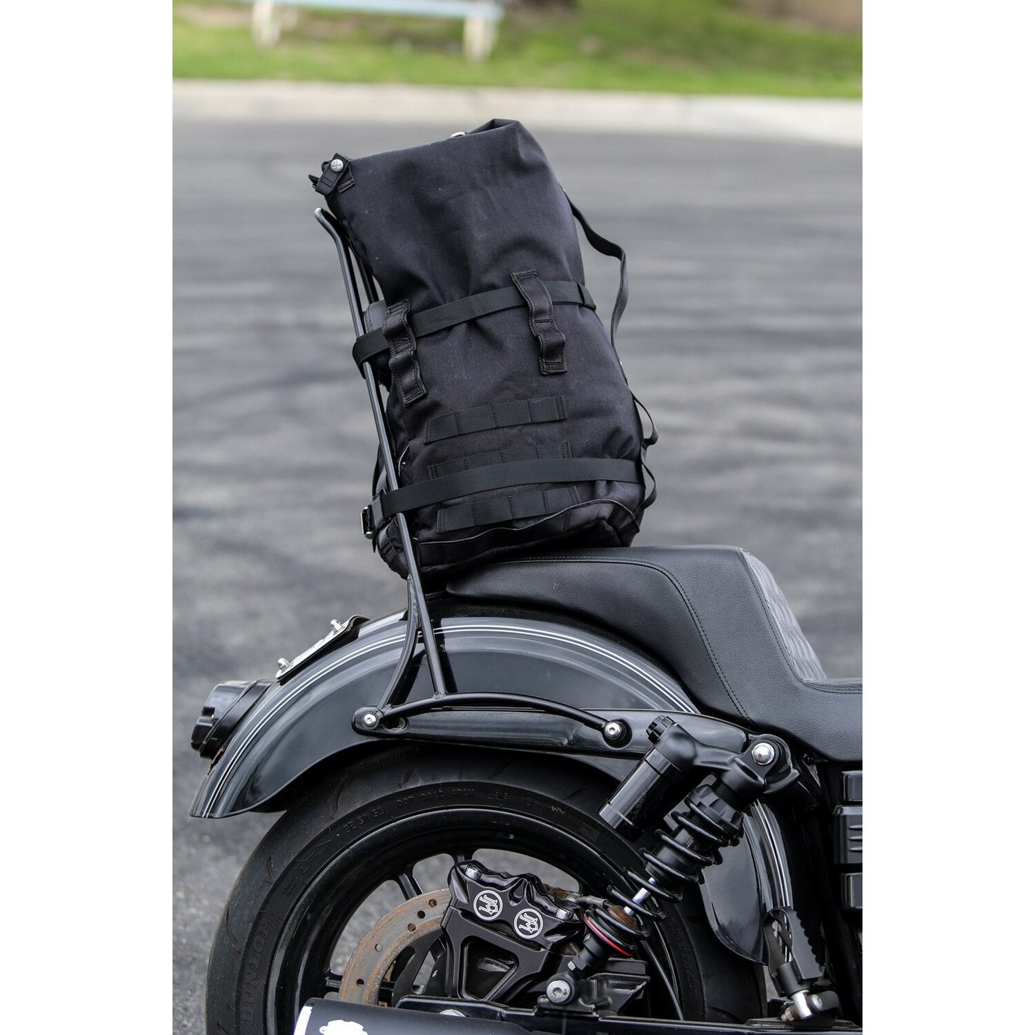 Burly Voyager sissy bar backpack black Cordura