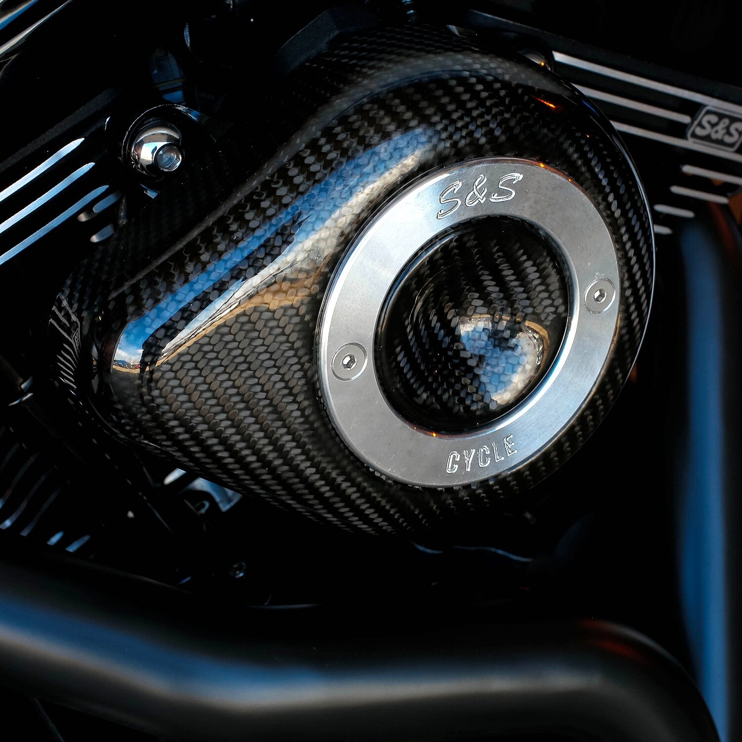 S&S Stealth carbon teardrop air cleaner kit