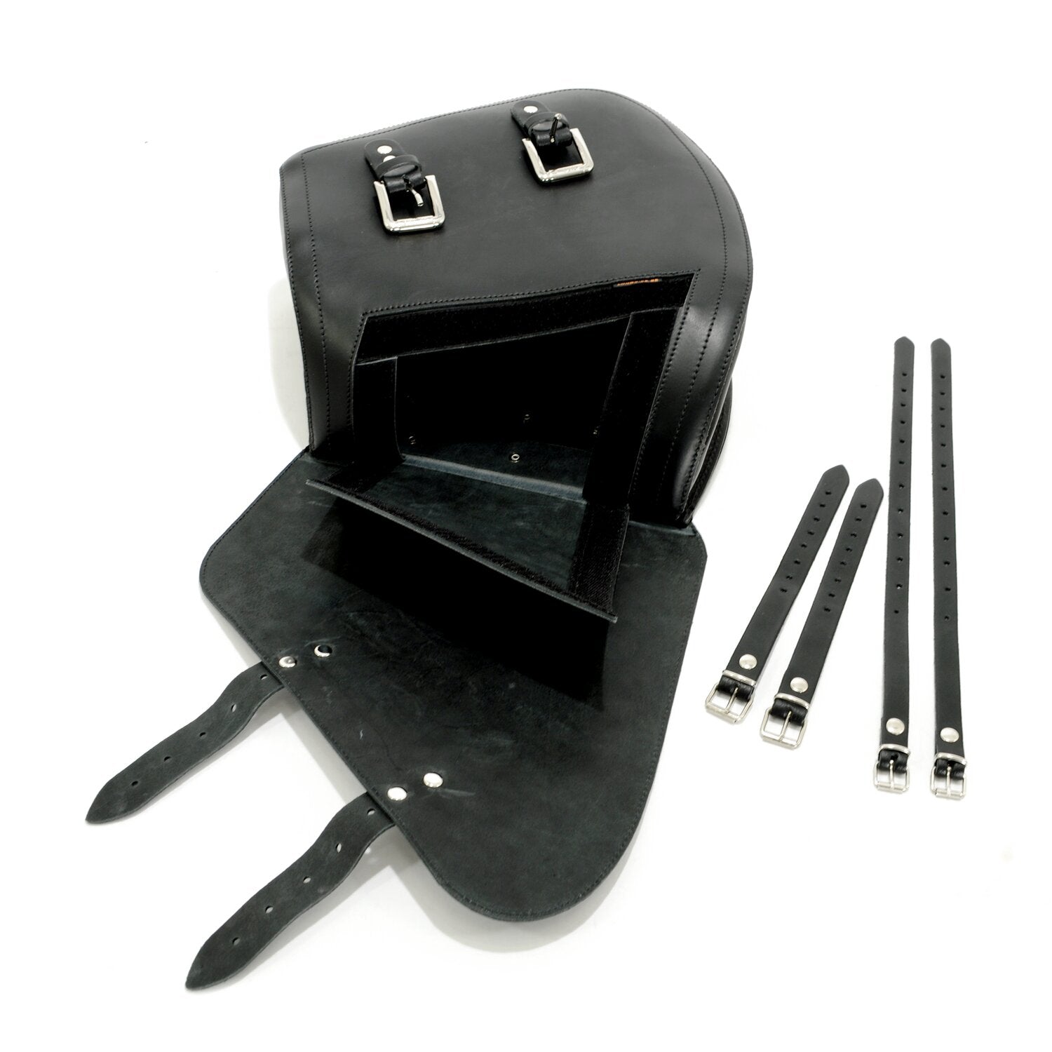 Longride swingarm bag - Smooth black leather - 11.6 liter