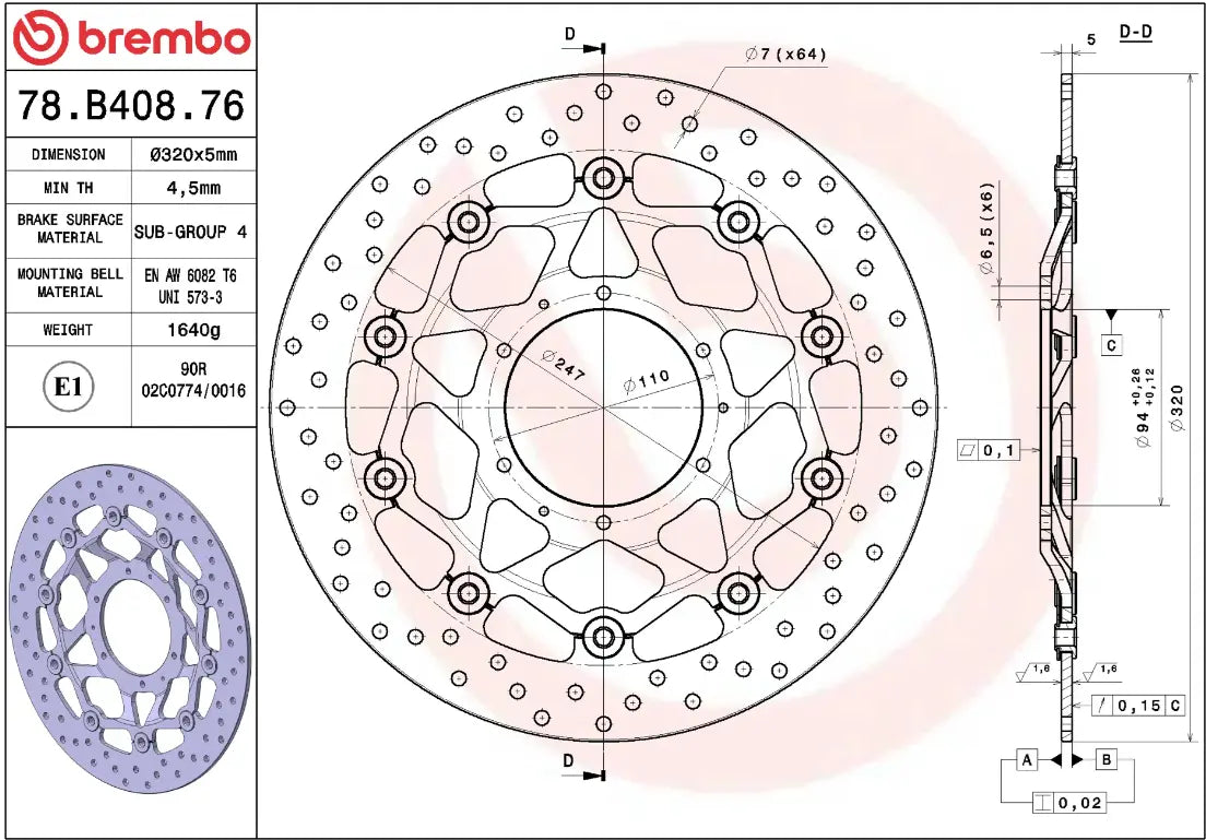 Brembo Serie Oro Floating Brake Rotor