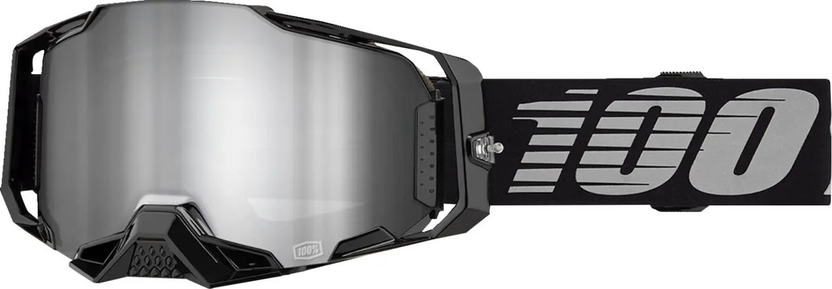 100% Armega Goggle Black with Mirror Silver Lens