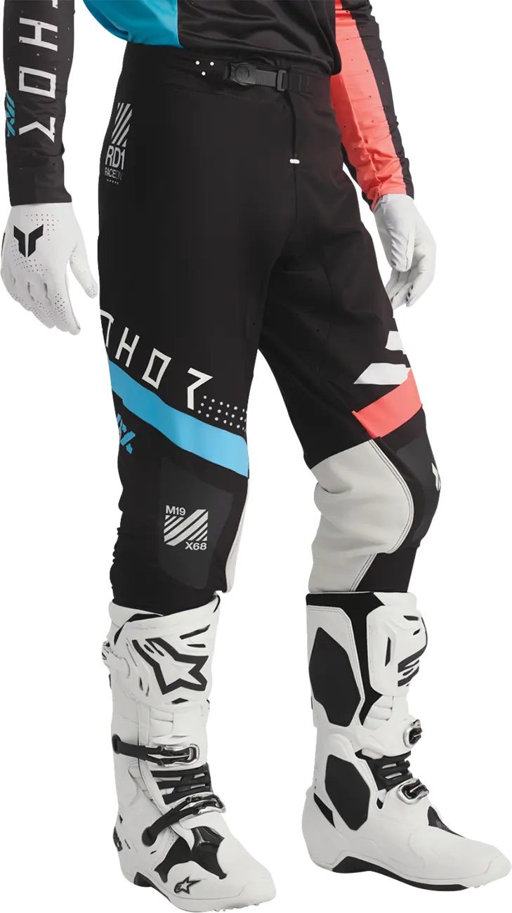 Thor Sportmode Synth Pants - Black/White/Coral/Turquoise