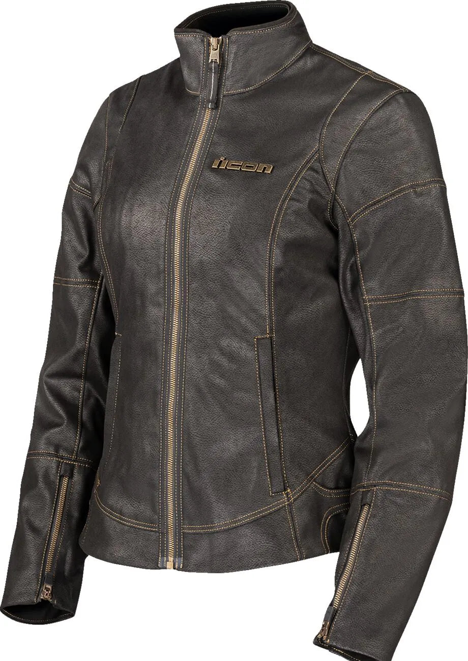 Icon Women's Tuscadero3™ Motorcycle Jacket - Black/Gold