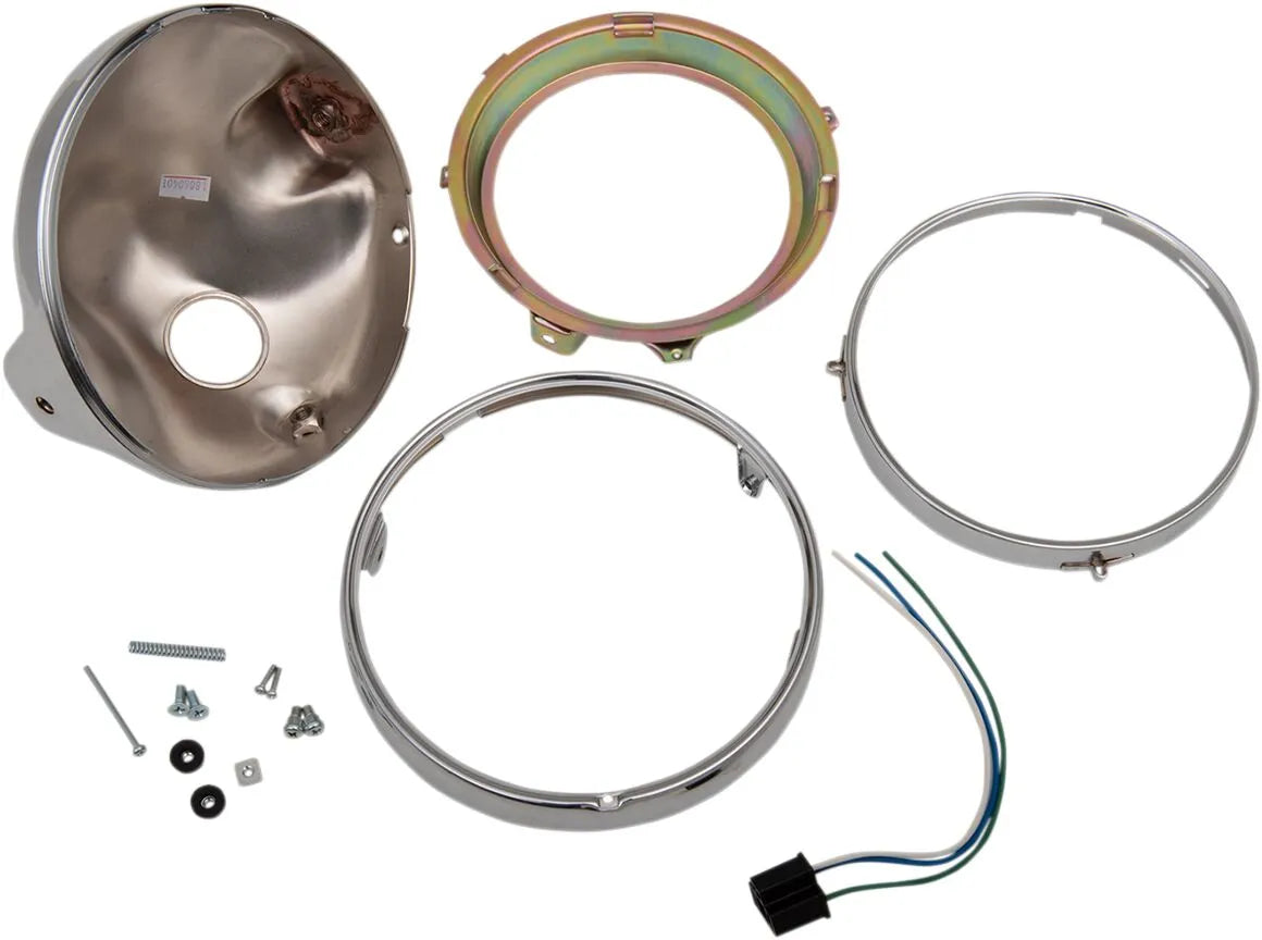 Emgo 7" Side Mount Headlamp Shell - Chrome