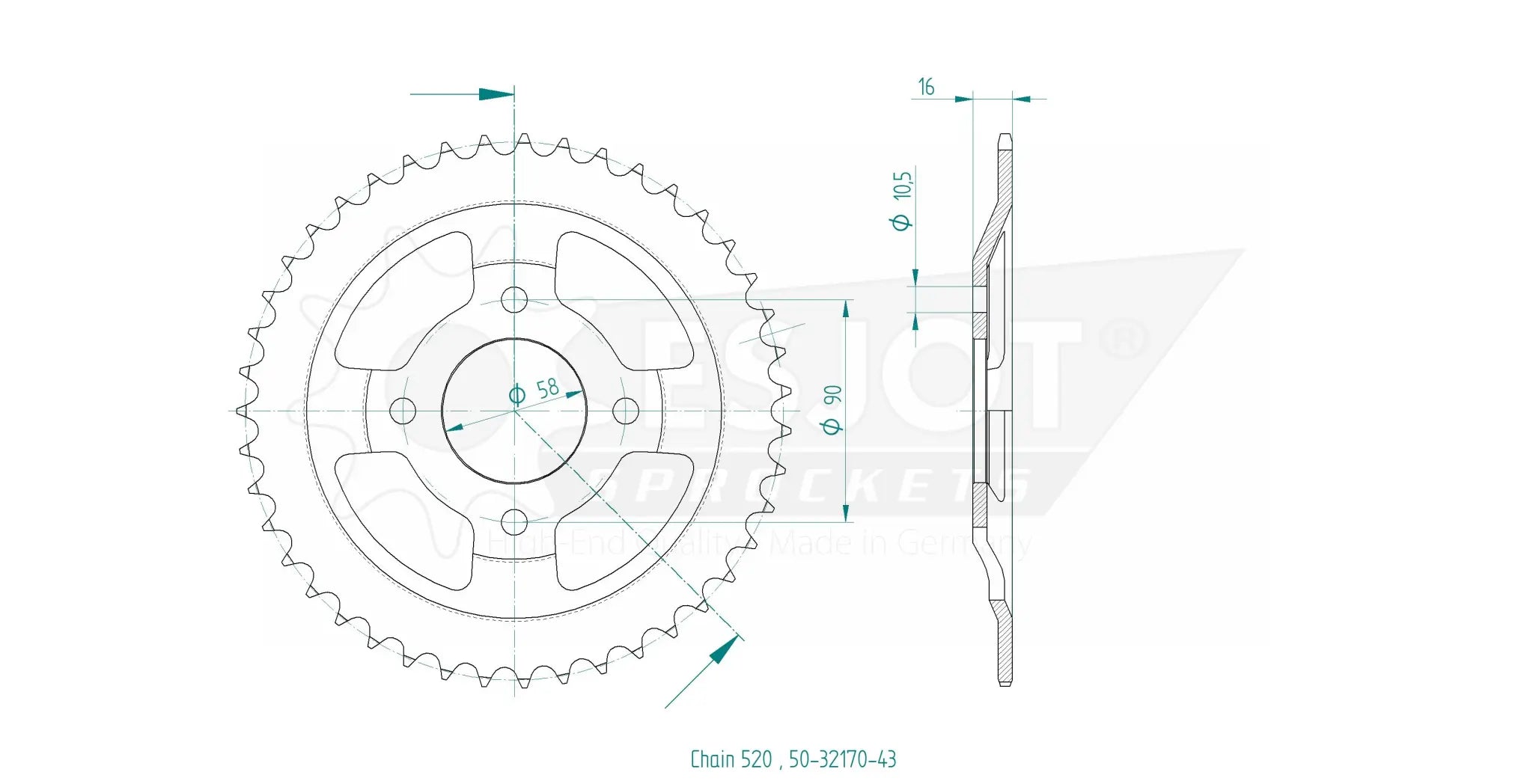 Esjot 520 Steel Rear Sprocket