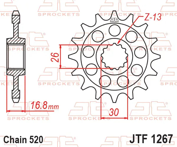 Jt Sprockets Rubber-Cushioned Front Sprocket 520 Chain, 16T