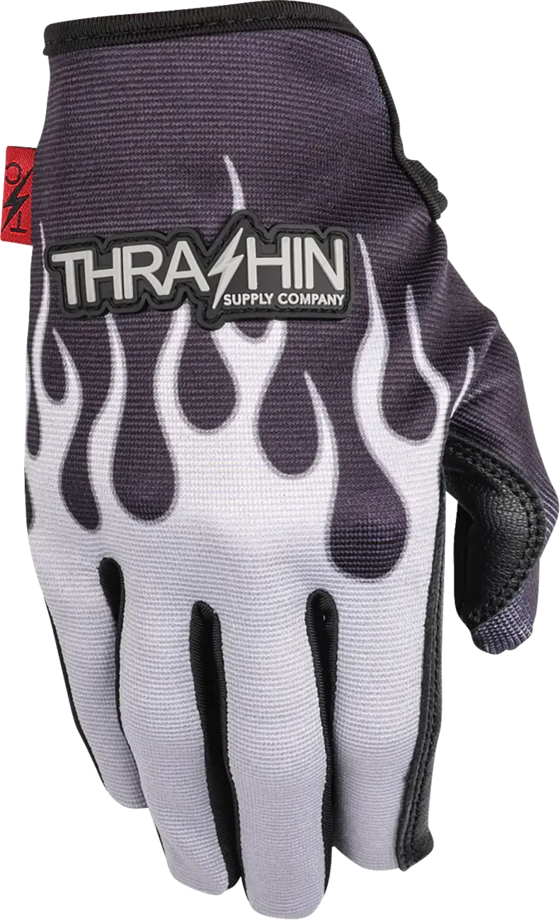 Thrashin Supply Co - Stealth Leather Palm Flame Gloves Gray