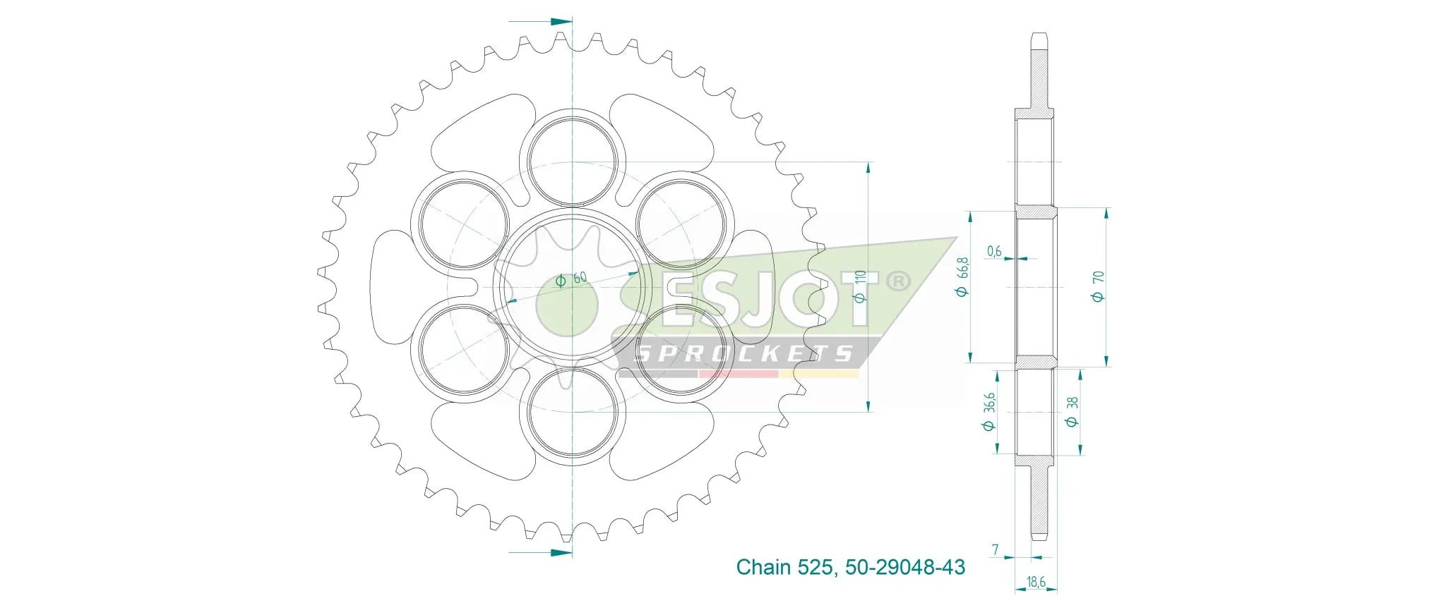 Esjot 525 Sprocket - Rear Steel Sprocket