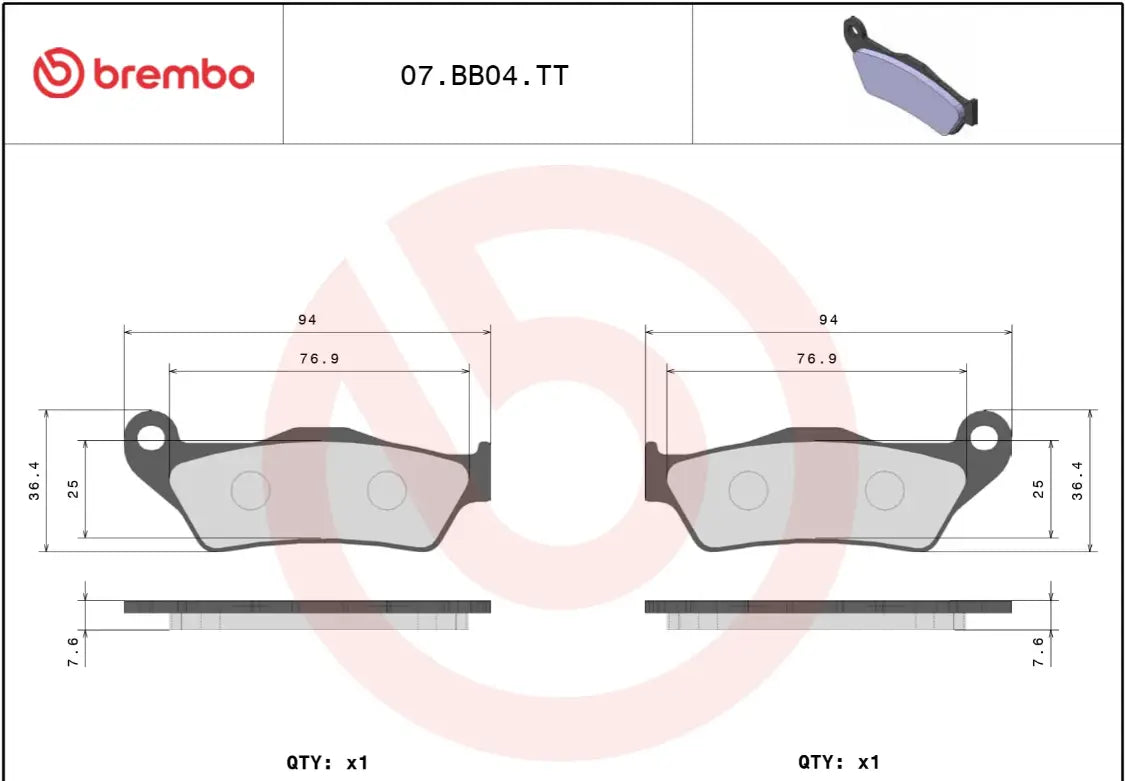 Brembo TT Prime Line Carbon Ceramic Rear Brake Pads