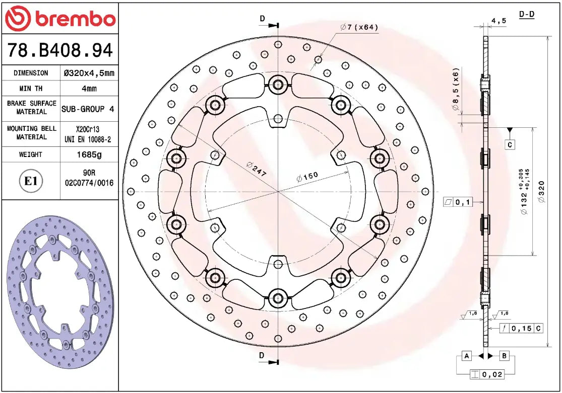 Brembo Serie Oro Floating Brake Rotor Prime Line - Front
