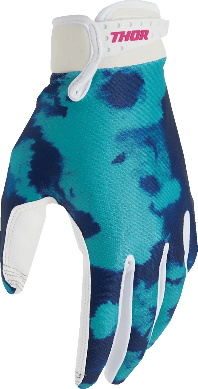 Thor Youth Launchmode Bleach Gloves - Aqua/White