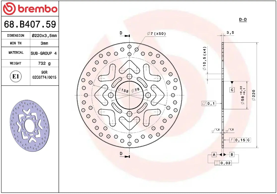 Brembo Serie Oro Prime Line Fixed Brake Rotor - Front